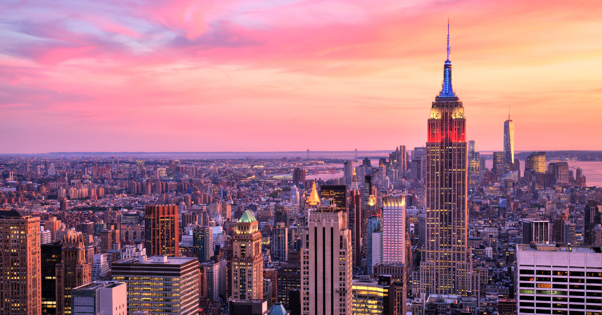 Ariel View of NYC at Sunset