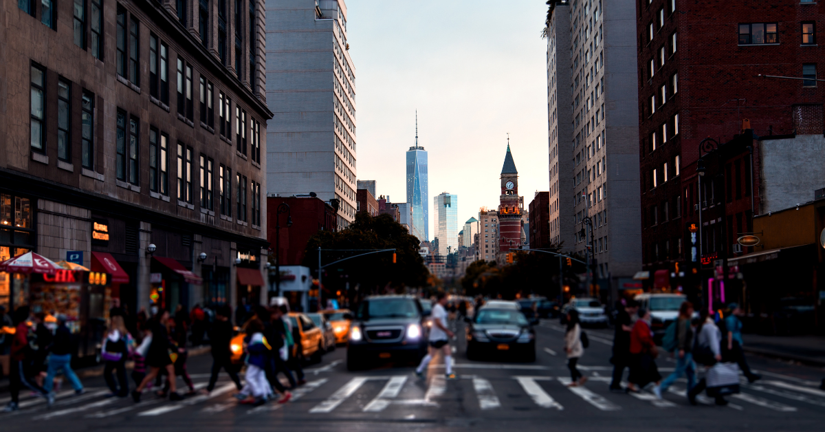 how to get around nyc new york city street with skyline in the background